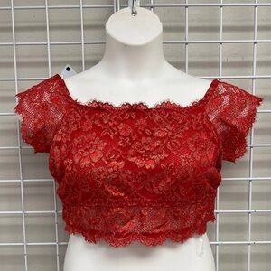Cacique Sheer Lace Crop Top - Size 22